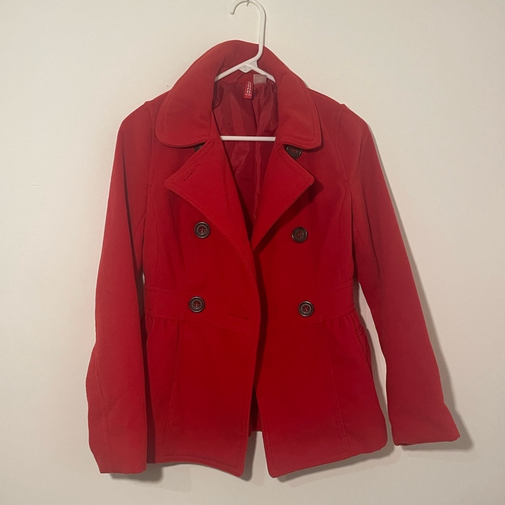 Red pea coat